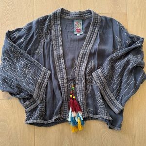 JOHNNY WAS  EMBROIDERED KIMONO